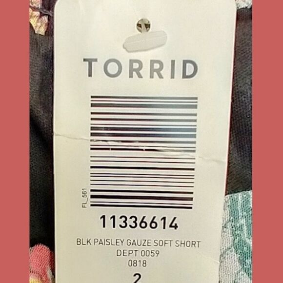 TORRID Women's Black Loose fit  Paisley Floral Gauzy Shorts Plus Size 2X - Picture 7 of 12